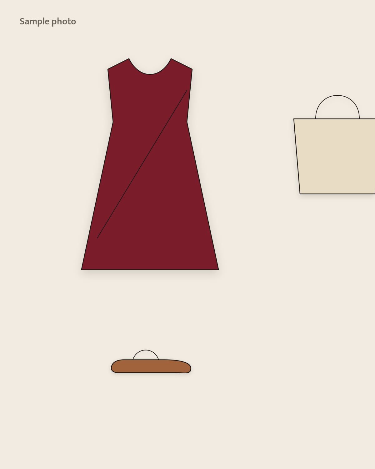 Sample placeholder: maroon georgette saree with gold border and tan kolhapuris